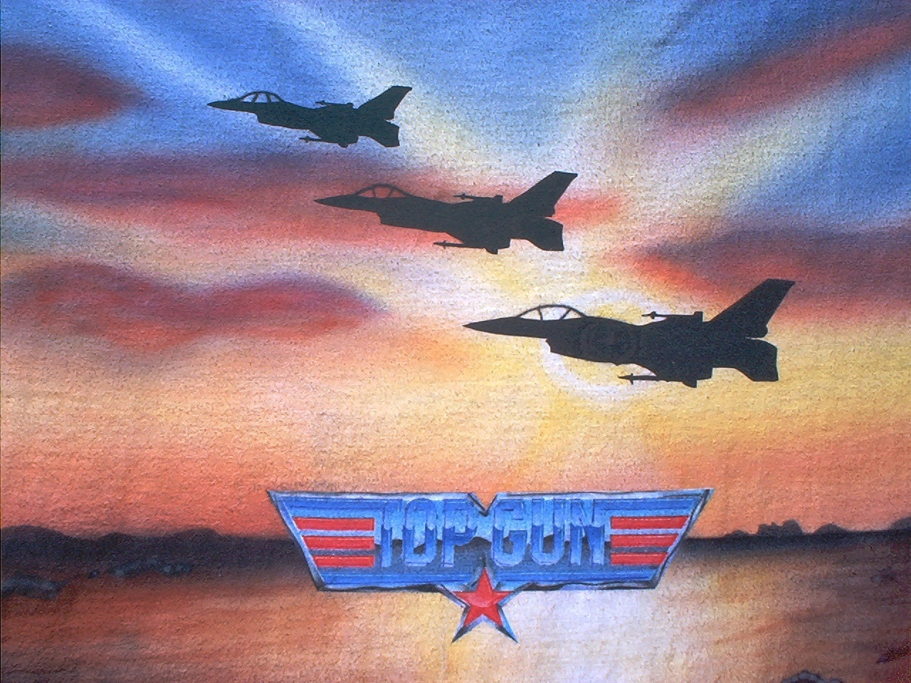 Top Gun front three fighters and logo.closeup